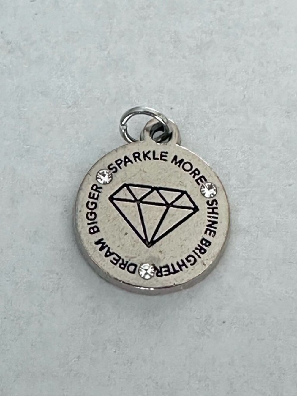 Effy "Dream Bigger Sparkle More Shine Brighter" Silver Tone Charm Clear Crystals